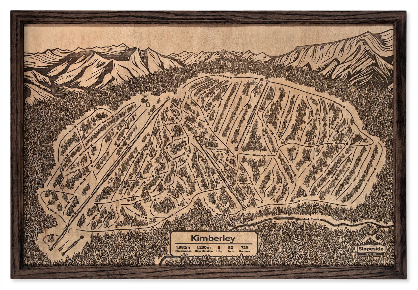 Kimberley Alpine Resort — Natural Engraved Map