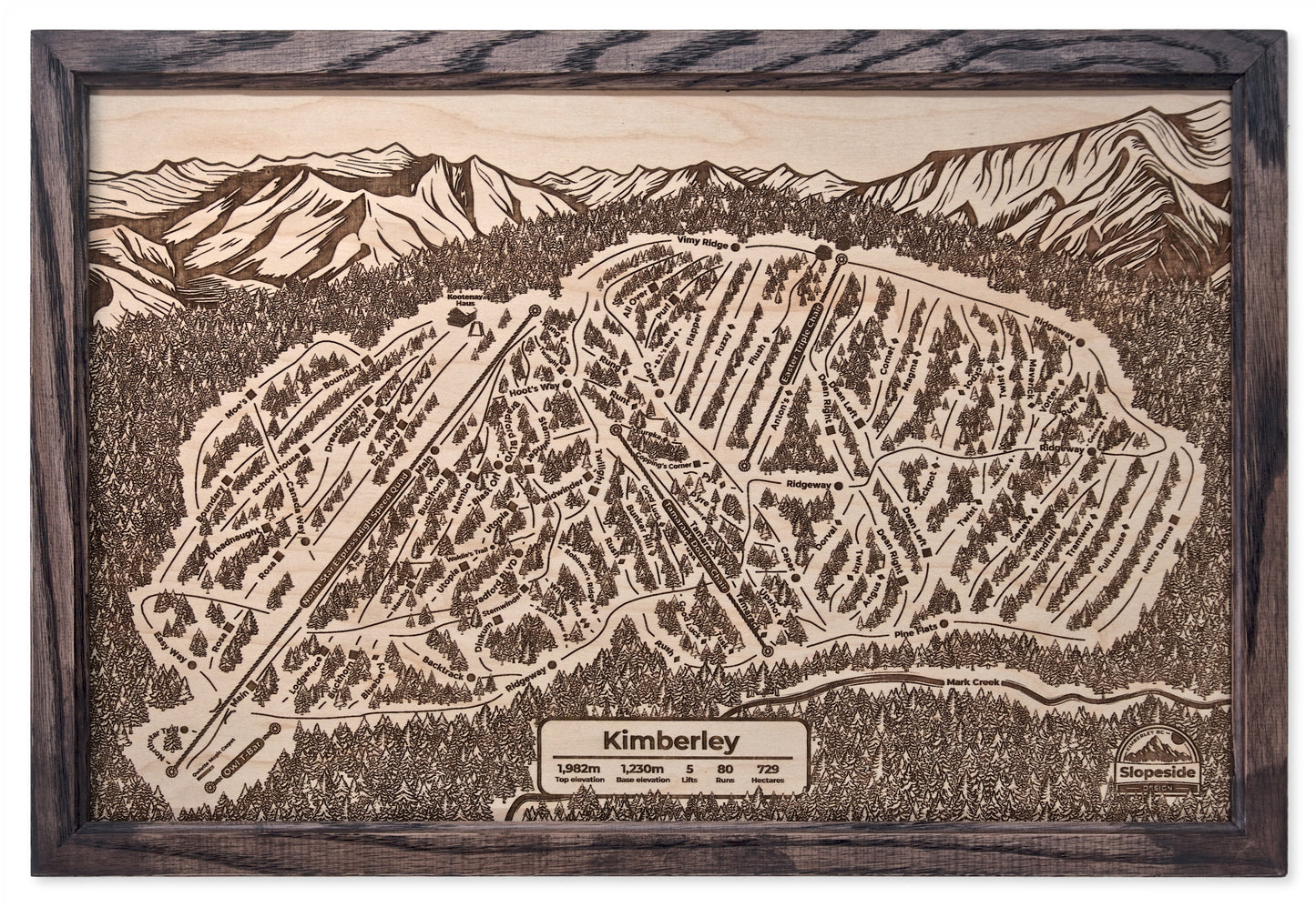Kimberley Alpine Resort — Natural Engraved Map