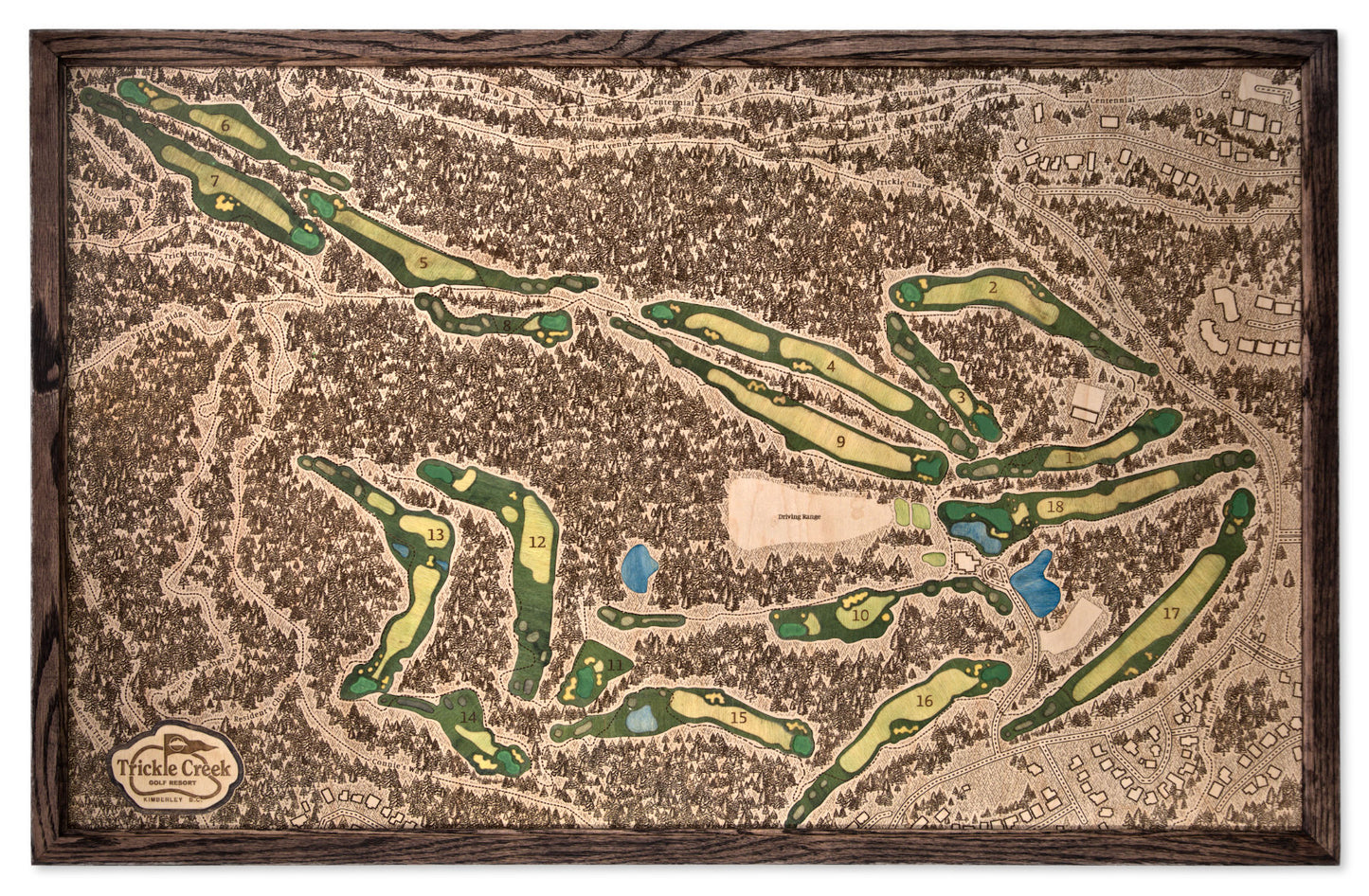 Trickle Creek | Engraved Map with Coloured Inlays