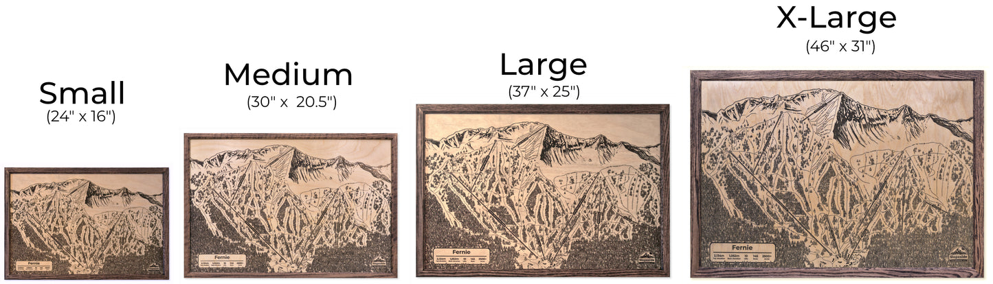 Fernie Alpine Resort - Wooden Engraved Map