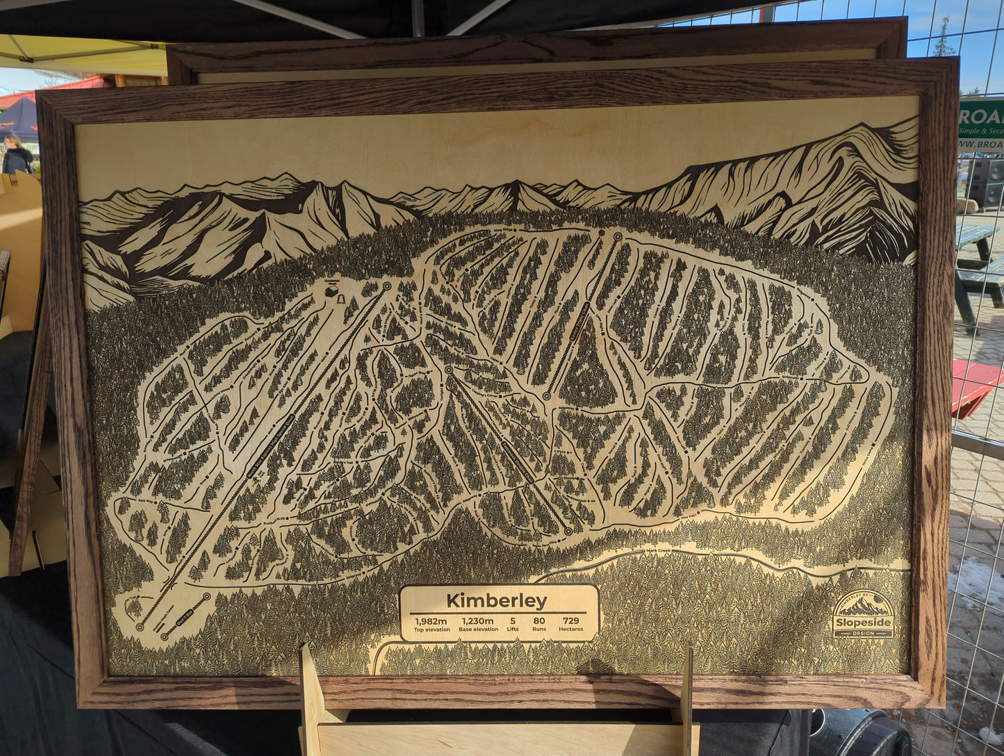 Kimberley Alpine Resort — Wooden Engraved Trail Map