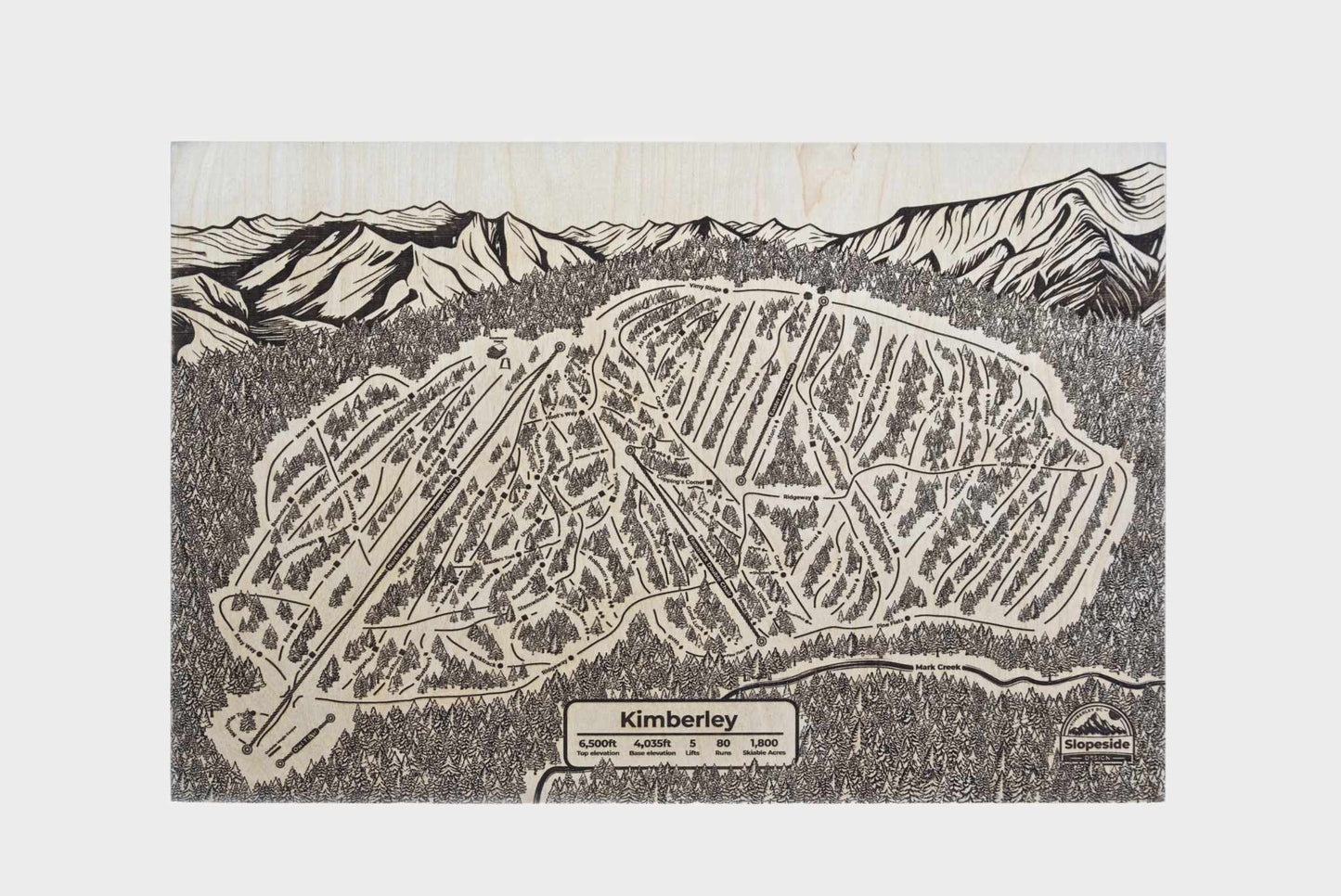 Limited Edition Wooden Ski Map | Kimberley Alpine Resort